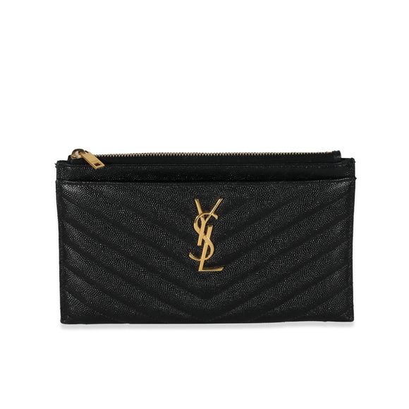 Saint Laurent Black Graine De Poudre Bill Zip Pouch - Picture 1 of 7